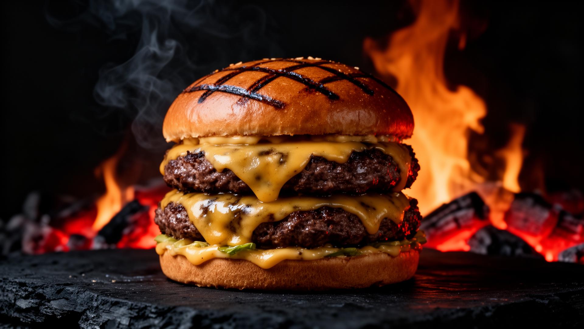 Flame-grilled burger